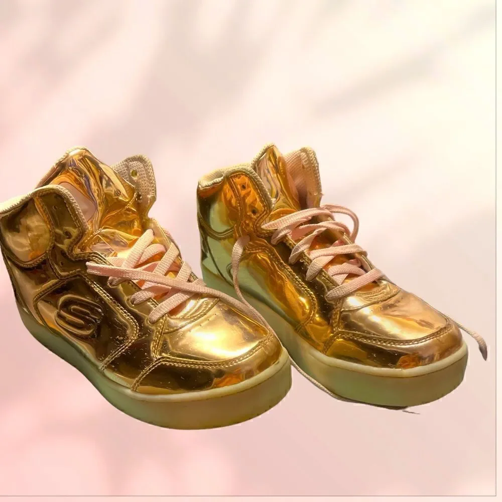 Sketchers Rose Gold Energy Lights Dance And Dazzle Girls Shoes size 5